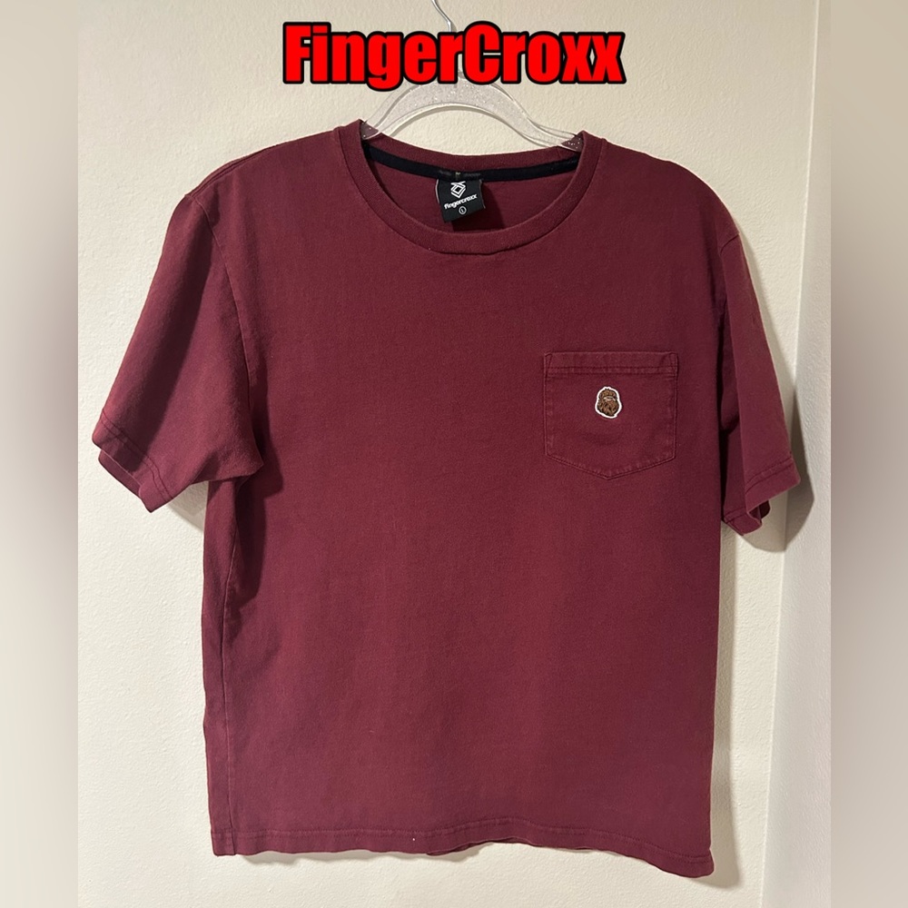FingerCroxx S/S Pocket T-Shirt Large Burgundy Great Condition